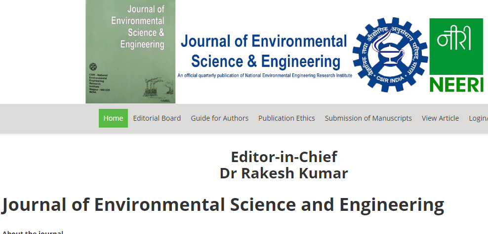 New site for Journal of Environmental Science and Engineering Launched  Image