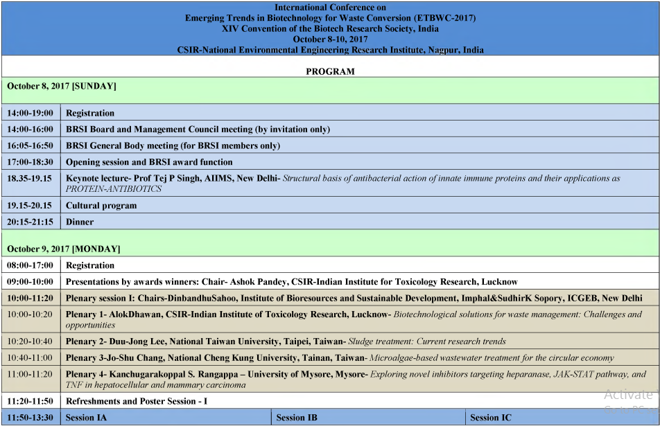 International conference oIntegrated solid waste management  Read More  Conference ETBWC 2017 Agenda Image